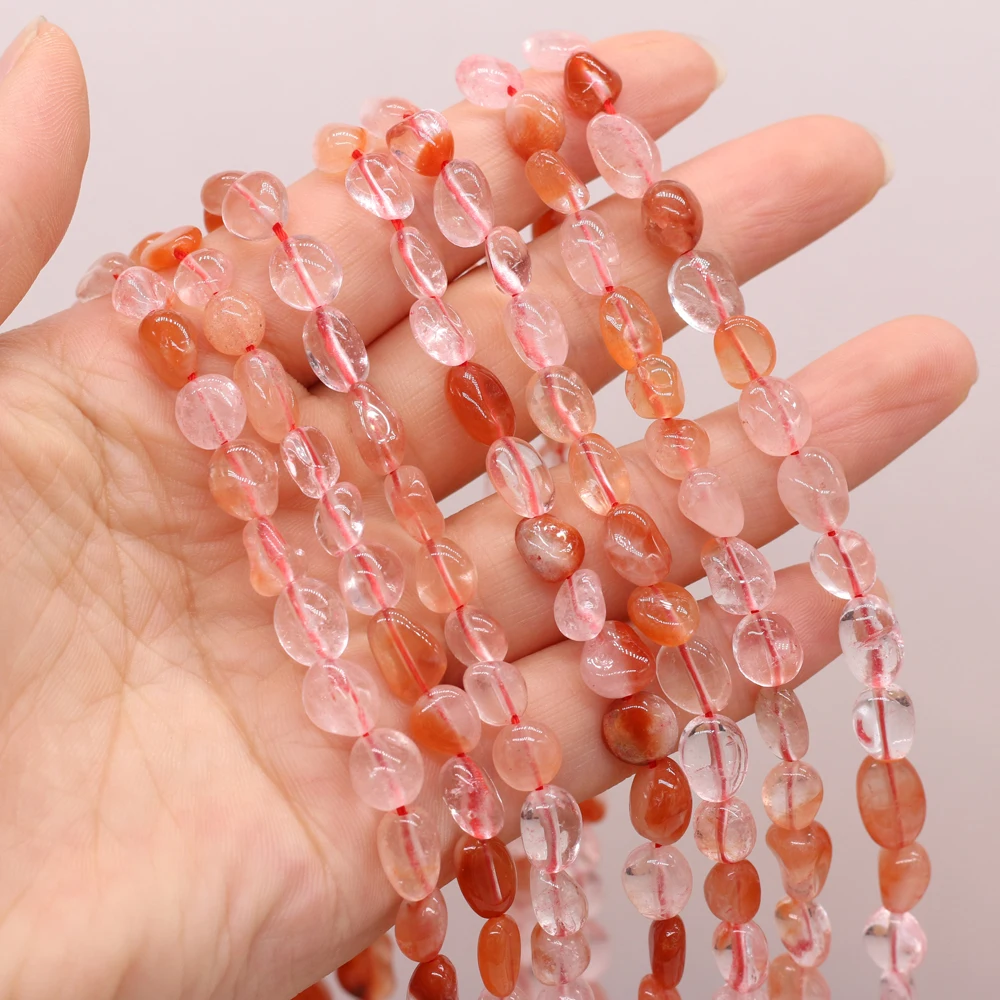 

Natural Semi-precious Stones Irregular Red Rabbit Hair Bead Making DIY Ladies Necklace Bracelet Jewelry Gift Accessories 6-8mm