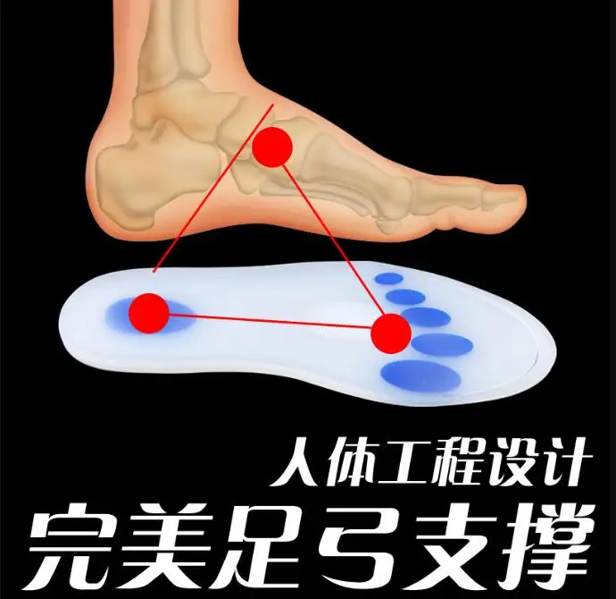 1 Pair Orthotic Arch Support Massaging Silicone Anti-Slip Gel Soft Sport Shoe Insole Pad For Man Women insoles Shock Absorption