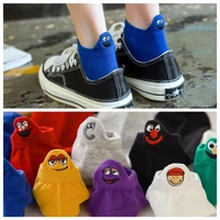 women lovely cotton socks novelty funny boat shallow mouth short heel smile embroidery personality lovers socks sweat absorbing