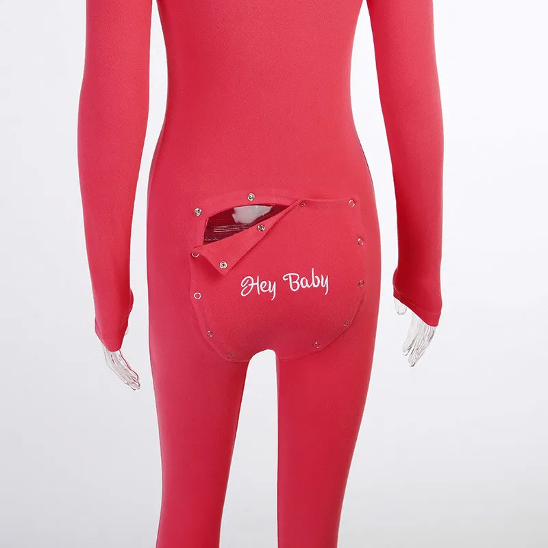 

Long Sleeve Jumpsuits Spring Letter Print Women Deep V-Neck Buttons Sexy Rompers Embroidery Sleepwear Back Flap Streetwear G2262