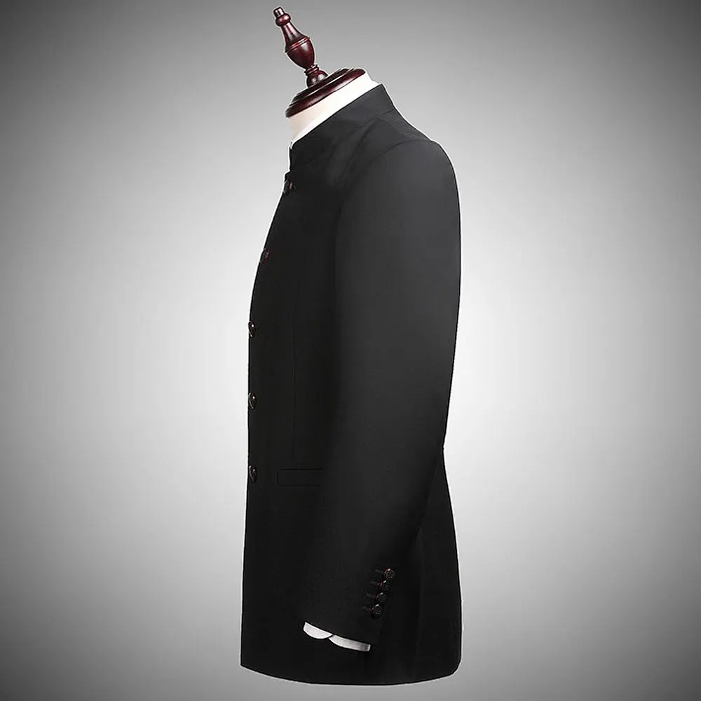 2020 черный халат в китайском стиле мужской традиционный костюм со стоячим