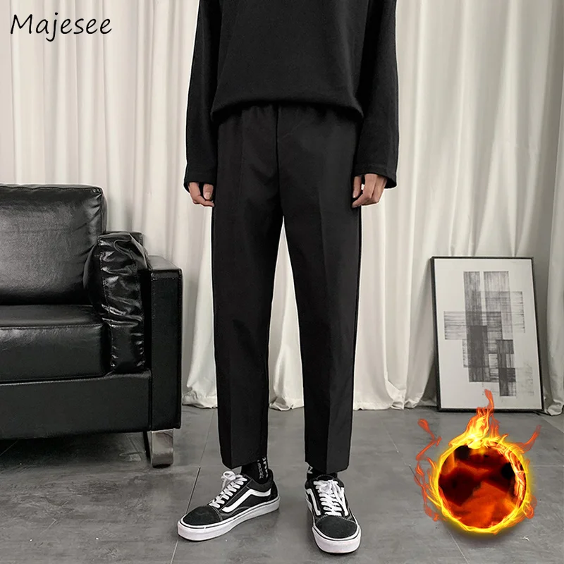 

Мужские прямые брюки-карандаш длиной до щиколотки, черные драпированные брюки, подростковые красивые плотные осенне-зимние повседневные б...