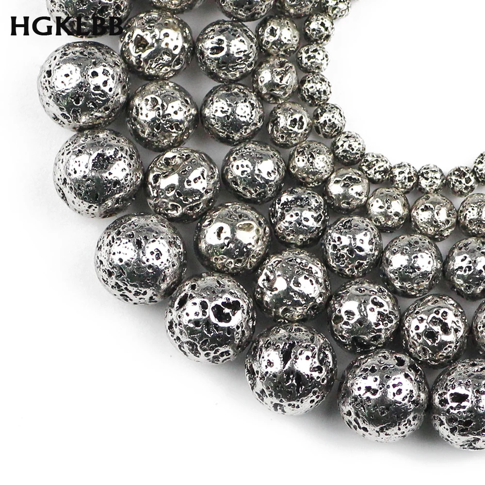 Старинные белые золотые натуральные лавовые бусины HGKLBB для изготовления