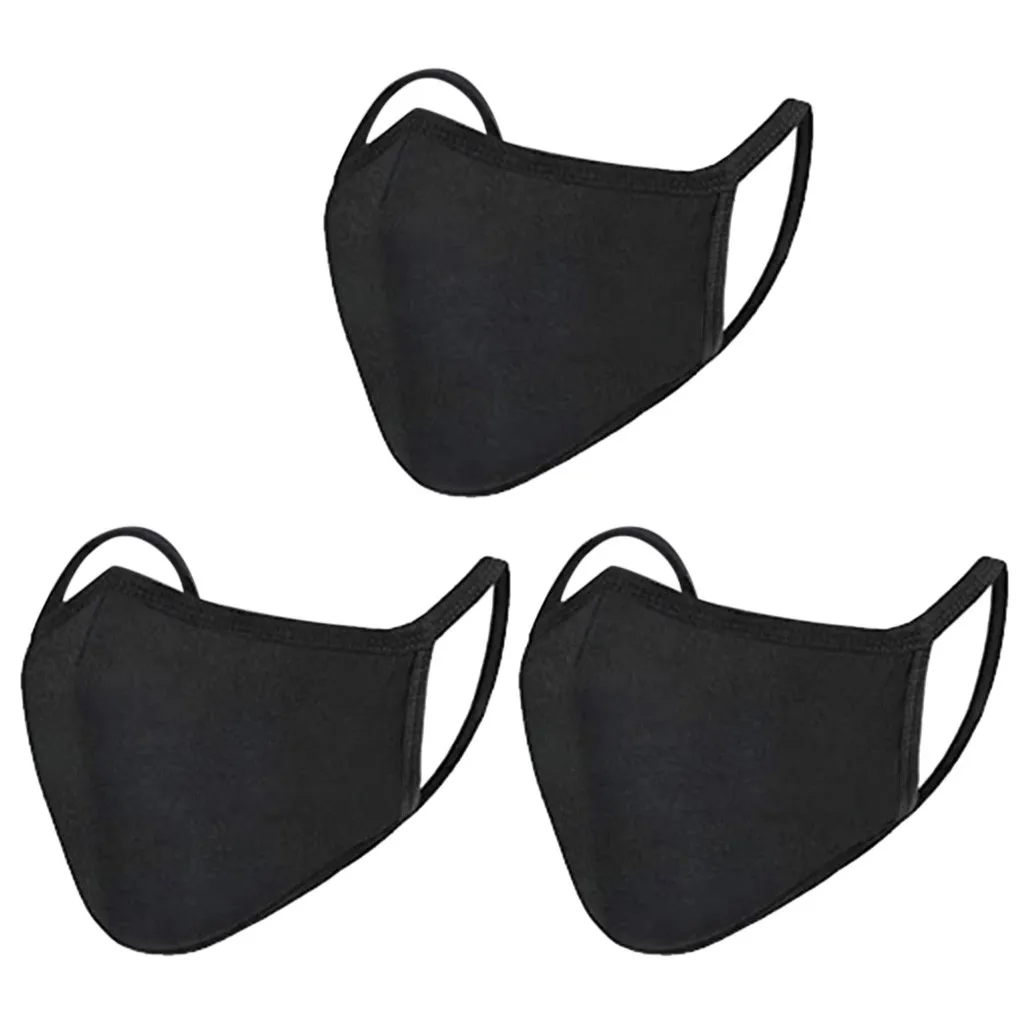 3PCS Adult Mask Cotton Solid Washable Reusable Breathable Facemask Windproof Mouth Cover Mouth-muffle Mascarillas For Men Women | Дом и сад