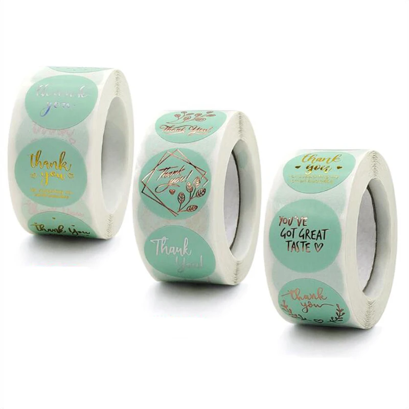 

Bronzing Rose Green Small Business Thank You Stickers Labels Scrapbook Seal Stationery Thank You for Your Order Supply 50PCS