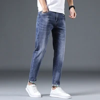 new spring and autumn mens clothing jeans fashion casual cotton trousers stretch straight mid waist slim fit mens jeans men