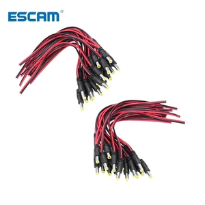 ESCAM 20 пар 5,5X2,1 мм розетка и штекер питания постоянного тока штекер для камеры видеонаблюдения линия подключения питания