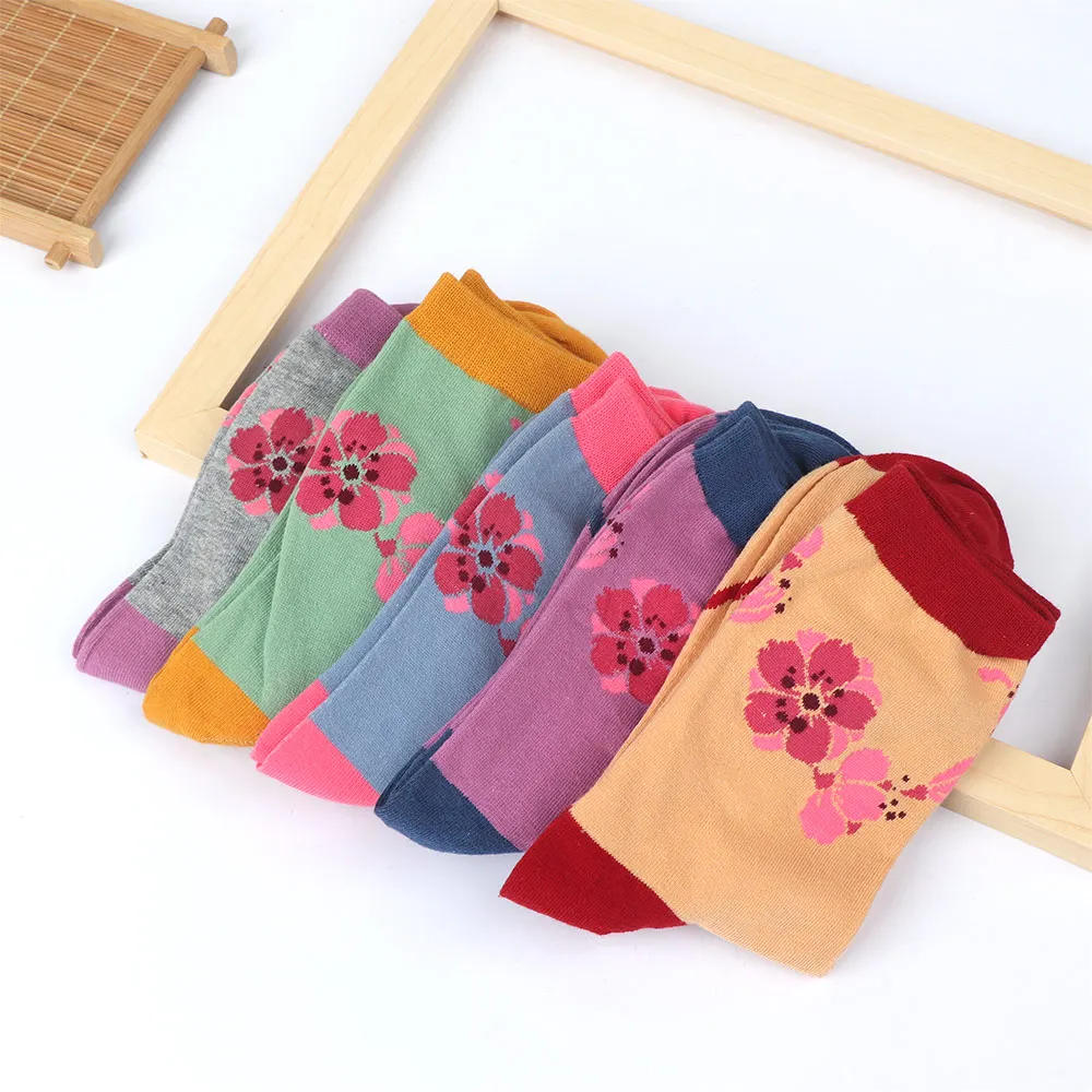 1 пара креативных женских Хлопковых Носков с цветком вишни красивые розовые