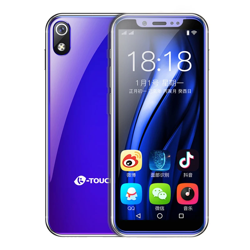 Карманный мини мобильный телефон K-touch i9 Android 8,1 металлическая рамка 3,46 дюймов celular wifi точка доступа для лица ID Google Play Store - Цвет: i9 Blue