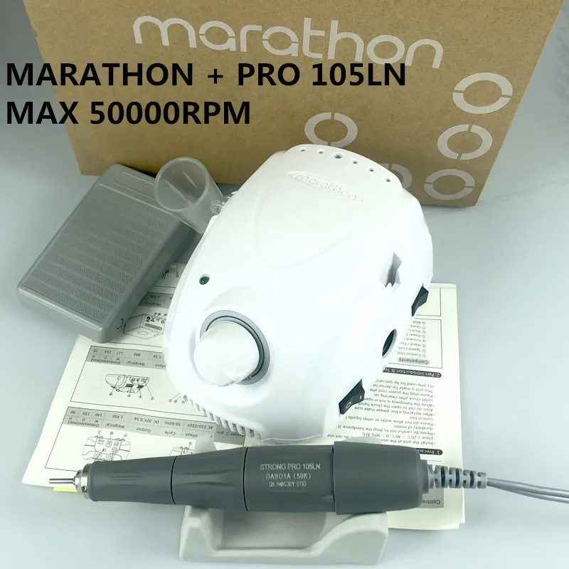 Марафон Чемпион 3 PRO 105LN с ручкой 35K/45K/50K электрическая дрель для ногтей сильный 210