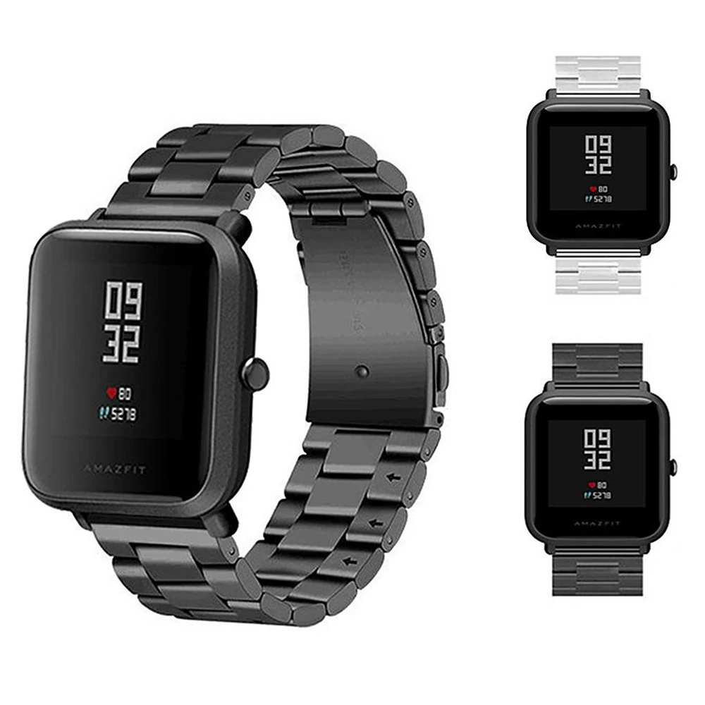20 мм стальной металлический ремешок для Huami Amazfit Bip GTR 42 GTS Ticwatch 2 samsung Galaxy Watch