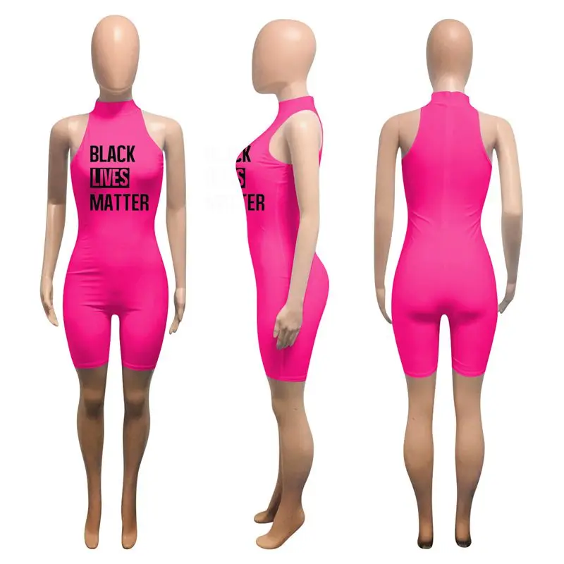 

ZKYZWX Sexy Letter Print Bodycon Playsuit Fashion One Peice Club Outfits Summer Clothes Rompers Womens Jumpsuit Biker Shorts