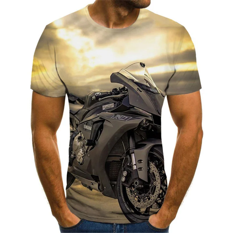 

Summer New Graphic T-shirt Racer 3D Punk Style Men's T-shirt Fashion Top Motorcycle T-shirt Men's Streetwear