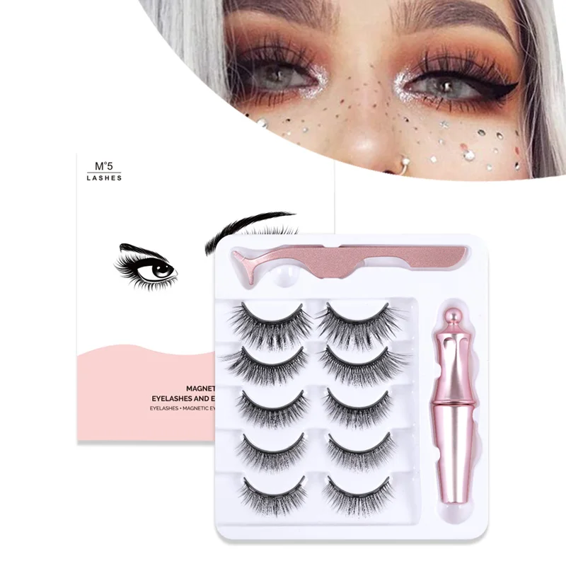 Набор натуральных длинных магнитных ресниц ручной работы водонепроницаемые