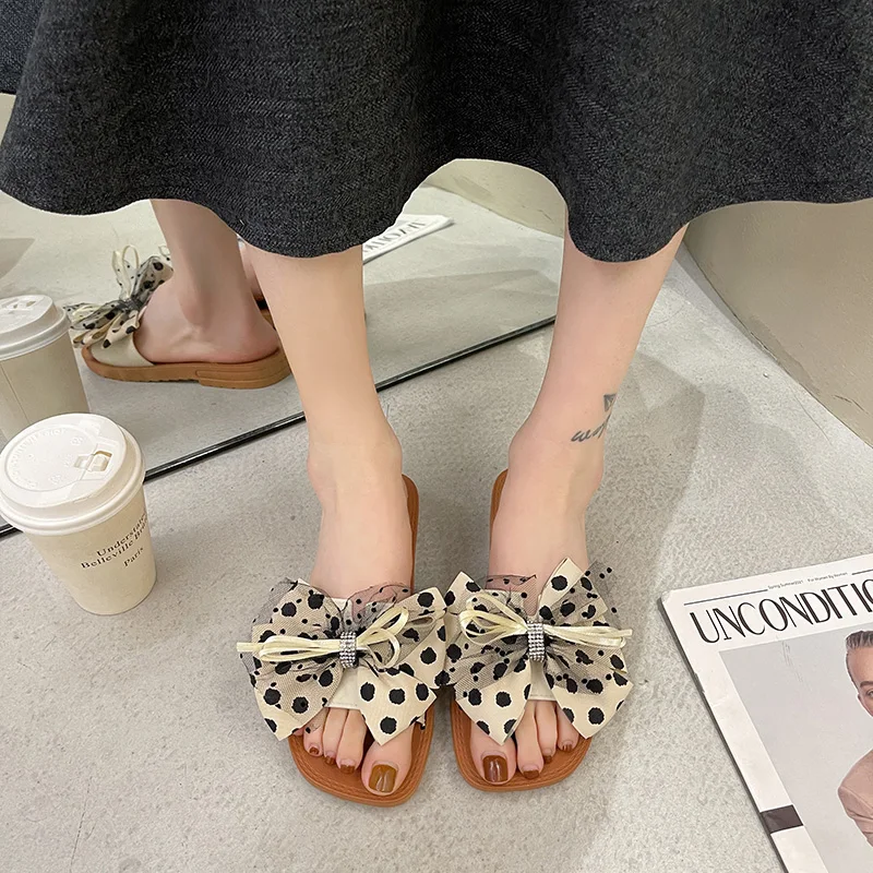 

Slippers Women Summer Shoes Pantofle Butterfly-Knot Luxury Slides Flat Rubber 2021 Designer Fabric Basic Butterfly-knot PU