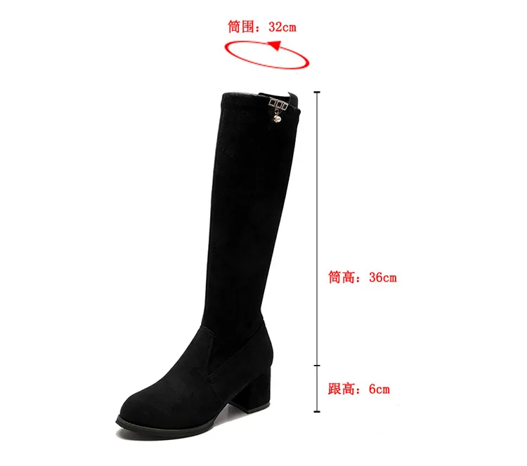 2019 Autumn Winter Suede Leather Black Martin Boots Women'S Shoes Plus Velve Warm Solid High Heel Snow Women Cotton | Обувь