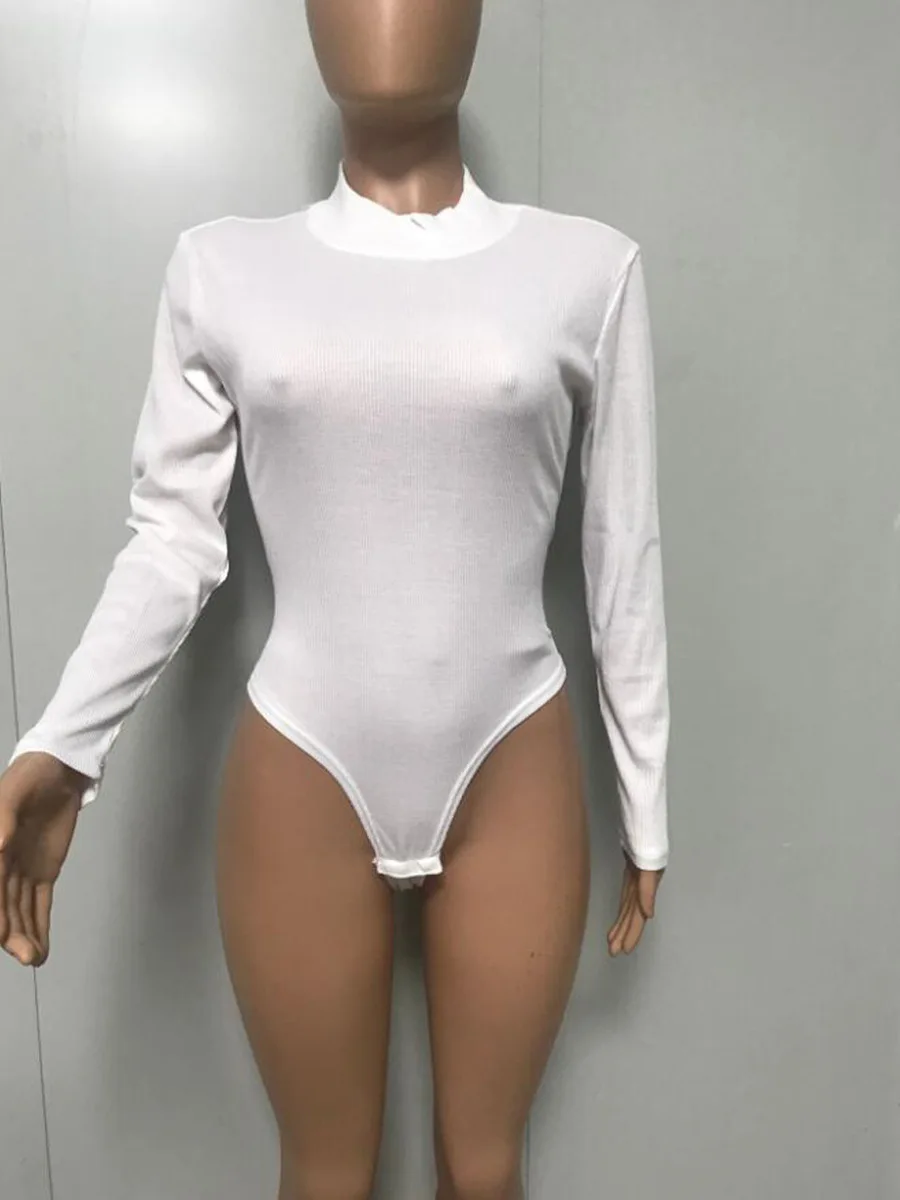 

Women Ladies Sexy Casual Long Sleeve Turtleneck Black/White Slim Fit Skinny Club Bodysuits Stretch Leotard Rompers