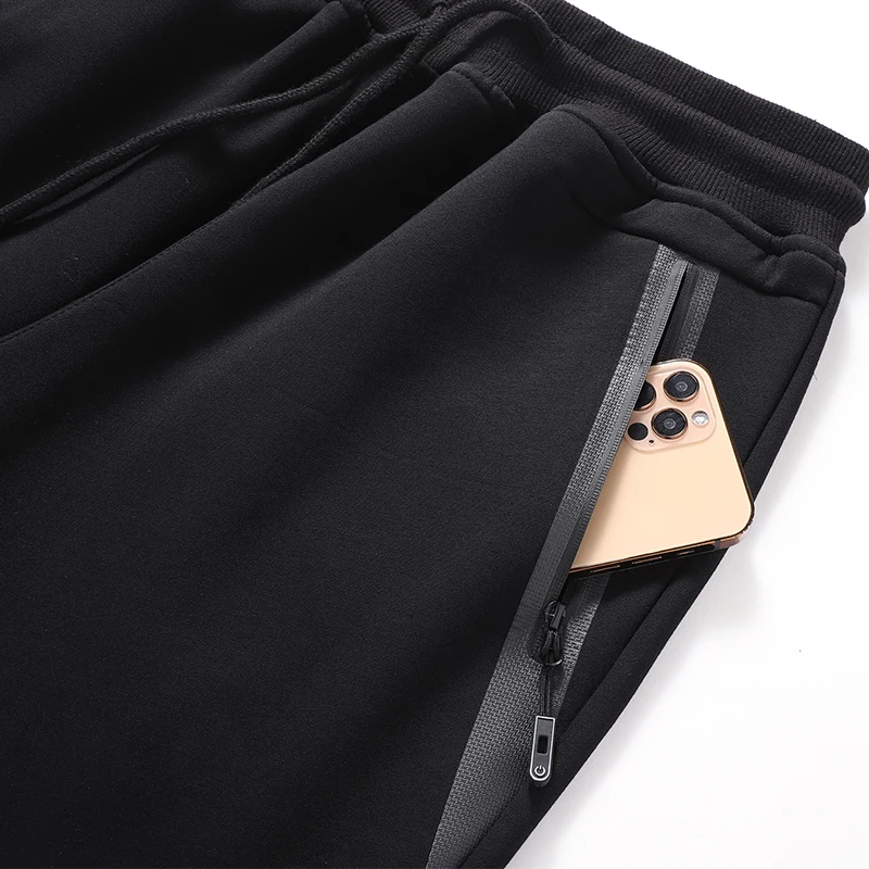 Winter Zip Pockets Thick Warm Fleece Sweatpants Men Joggers Sportswear Casual Track Pants Male Plus Size Thermal Trousers 8XL | Мужская