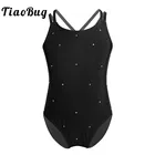 TiaoBugДетский костюм для девочек на тонких бретельках, блестящая фигурка из стразов, костюм для катания на коньках, танцевальная одежда для балета, спортивный трико для гимнастики