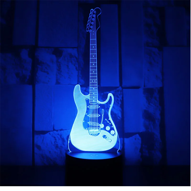 Изящная электрическая гитара светодиодный ночсветильник 7 цветов лампа для