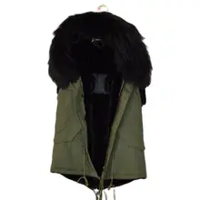 Mility Parka Shell Fur Vest Mens Or Womens Spring Sleeveless Racoon Fur Hoodies 