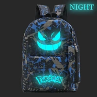 2pcs pokemon backpack with pencil case student fashion starry sky luminous school bag men casual outdoor travel bag kids gifts