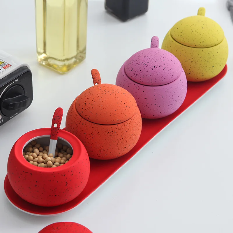 

Kitchen Ceramic Seasoning Pot Candy Coffee Tea Pot Seasoning Pot Storage Storage Tank Restaurant Combination Set