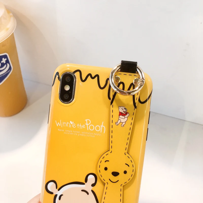 Напульсник чехол для телефона iPhone 11 Pro max X Xs XR Xsmax милый мультяшный медведь 6 7 8 Plus