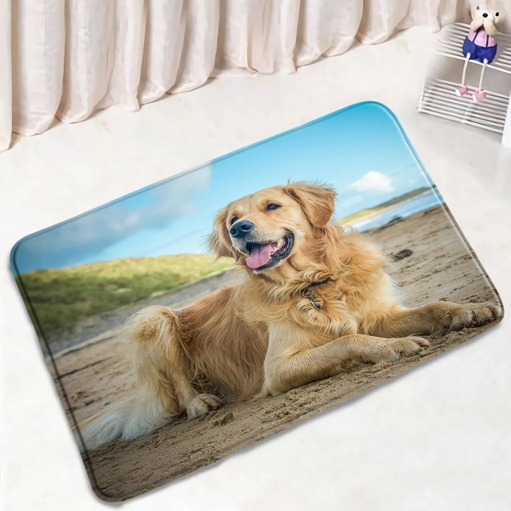 

Non-Slip Bath Mat Cute Cat Dog Animals Pattern Flannel Absorb Water Carpet Living Room Kitchen Bedroon Doormat Bathroom Mats