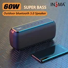 Беспроводная Bluetooth Колонка INSMA S600, 60 Вт, IPX5 Водонепроницаемая TWS колонка, 15 часов воспроизведения, голосовой помощник, дополнительные басы, сабвуфер