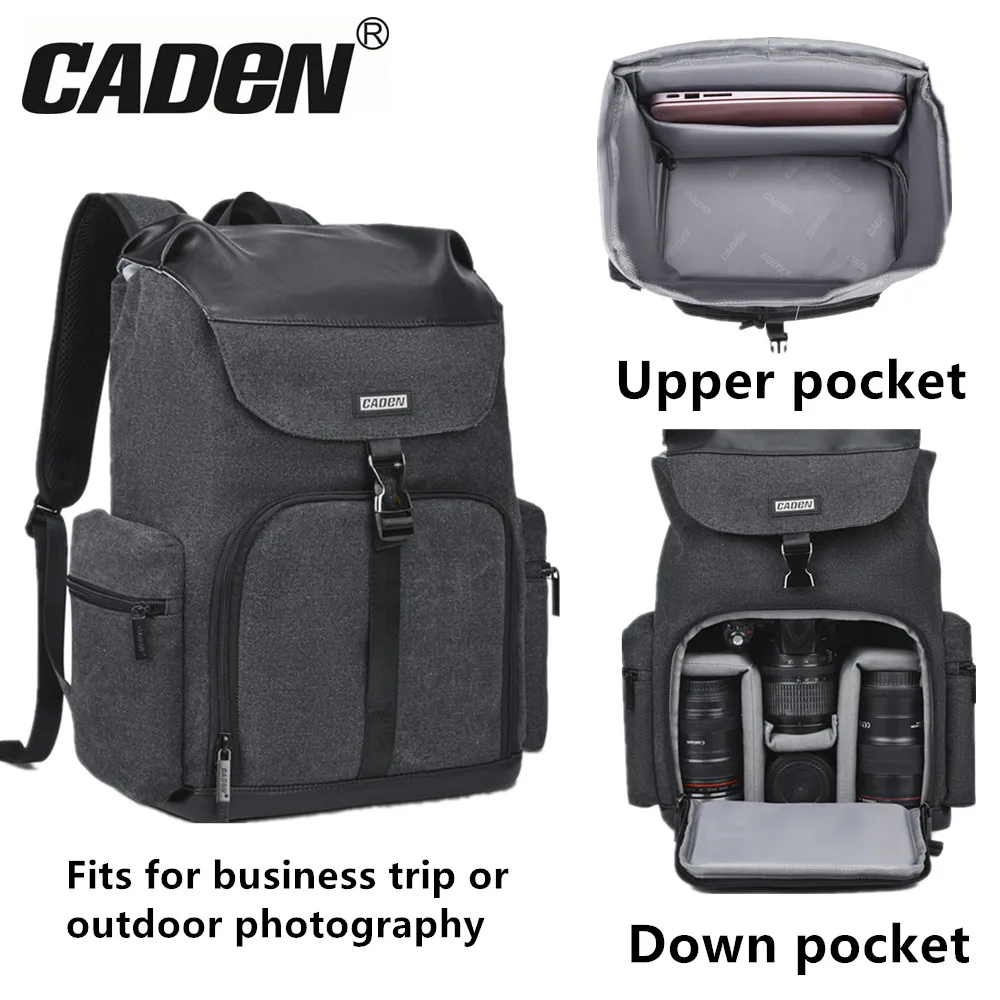 caden camera backpacks water resistant large capacity bags for men women for nikon canon sony dslr len tripod outdoor travel bag free global shipping