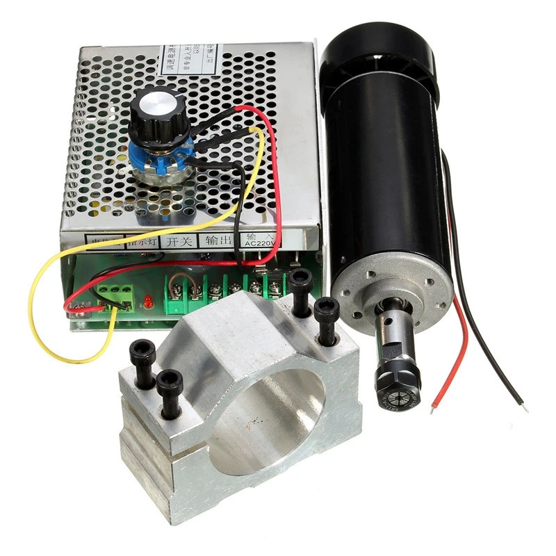 0.5kw Air cooled spindle ER11 chuck CNC 500W Spindle Motor + 52mm clamps + Power Supply speed governor For DIY CNC