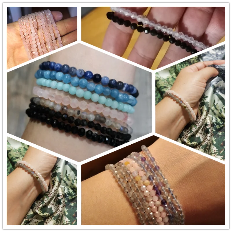 Браслеты унисекс из Природный чароит обсидиана лазурита эластичные с маленькими