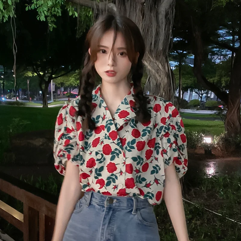 

Short Sleeve Shirt Women's Summer Thin Design Shirt 2021 New Bubble Sleeve Top