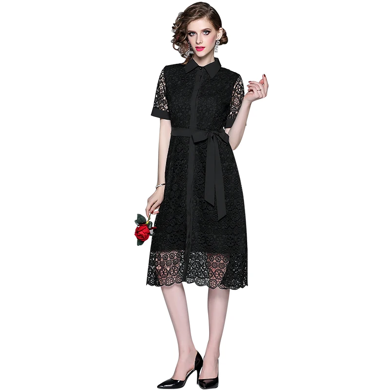 

Elegant Slim Dress Evening Party Lady Lace High Waist Dresses Hollow Out Casual Summer New Ball Gown Dresses Fashion Women
