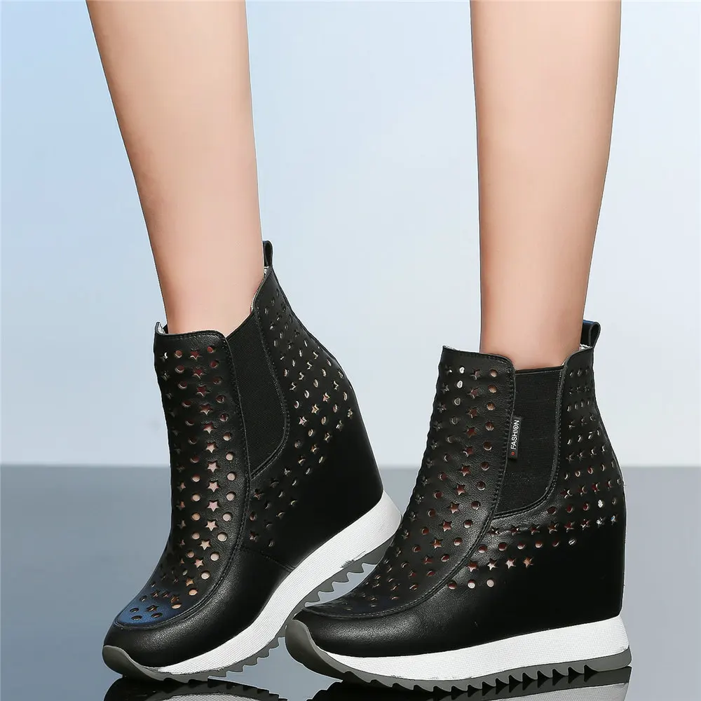 Туфли-лодочки женские из натуральной кожи босоножки-гладиаторы на танкетке