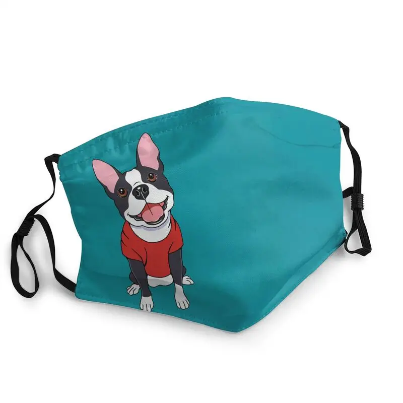

Boston Terrier Black Reusable Mouth Face Mask Men Kawaii Dog Mask Anti Dust Haze Protection Cover Respirator Mouth Muffle