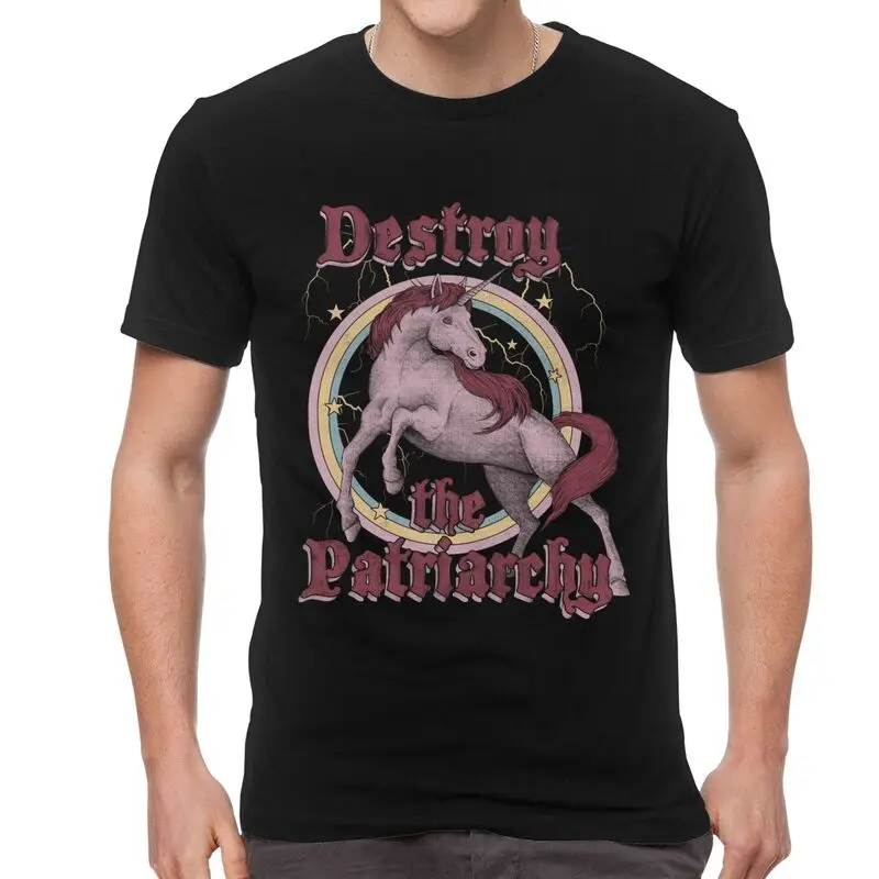 

Men's Vintage Gay Pride T-Shirt Graphic Destroy the Patriarchy Tshirt Short Sleeve Hip Hop T Shirts Cotton Tee Gift Idea