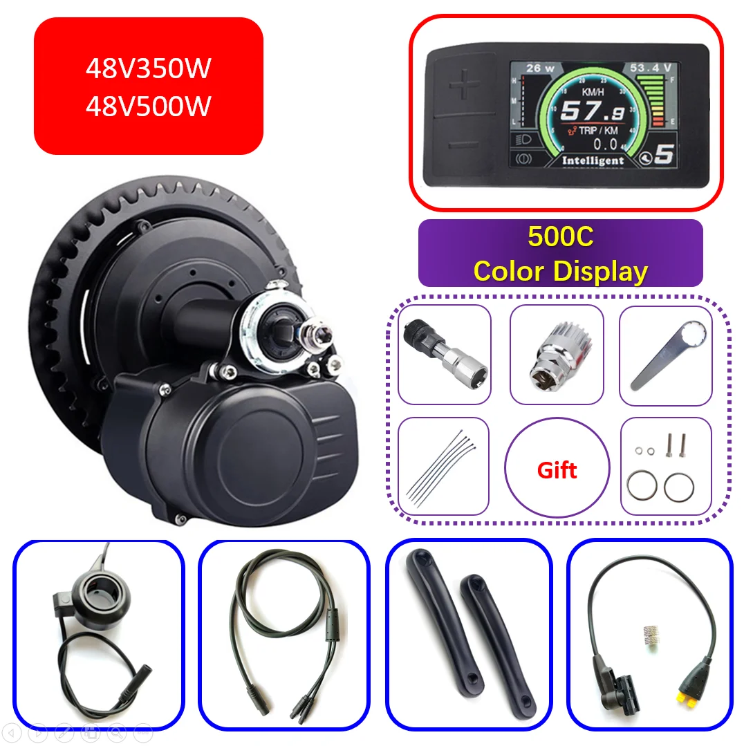 

Комплект среднего двигателя для электровелосипеда Tongsheng TSDZ2 48V350W 500W 500C, цветной дисплей, датчик крутящего момента, средний двигатель, высоко...