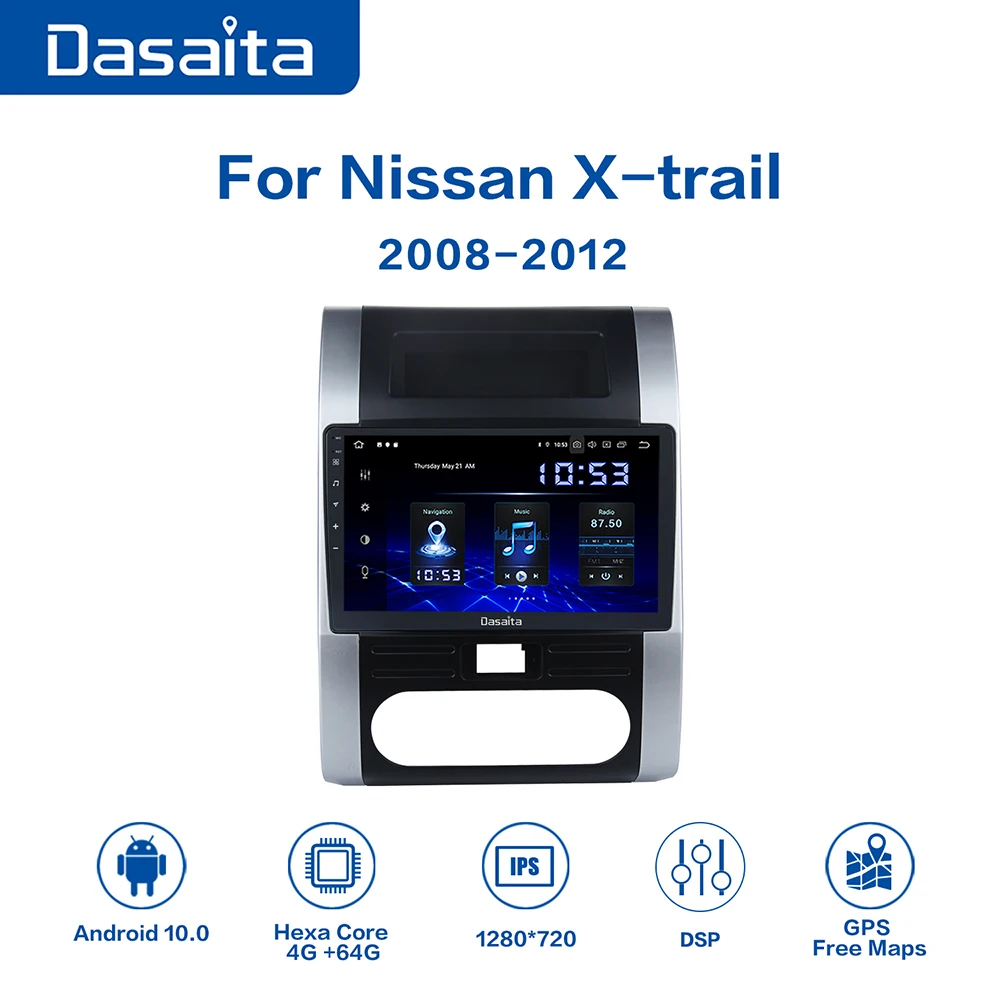 

Автомобильный радиоплеер Dasaita, мультисенсорный экран 10,2 дюйма, GPS, Android 10,0, для Nissan X-trail 2008, 2009, 2010, 2011, 2012