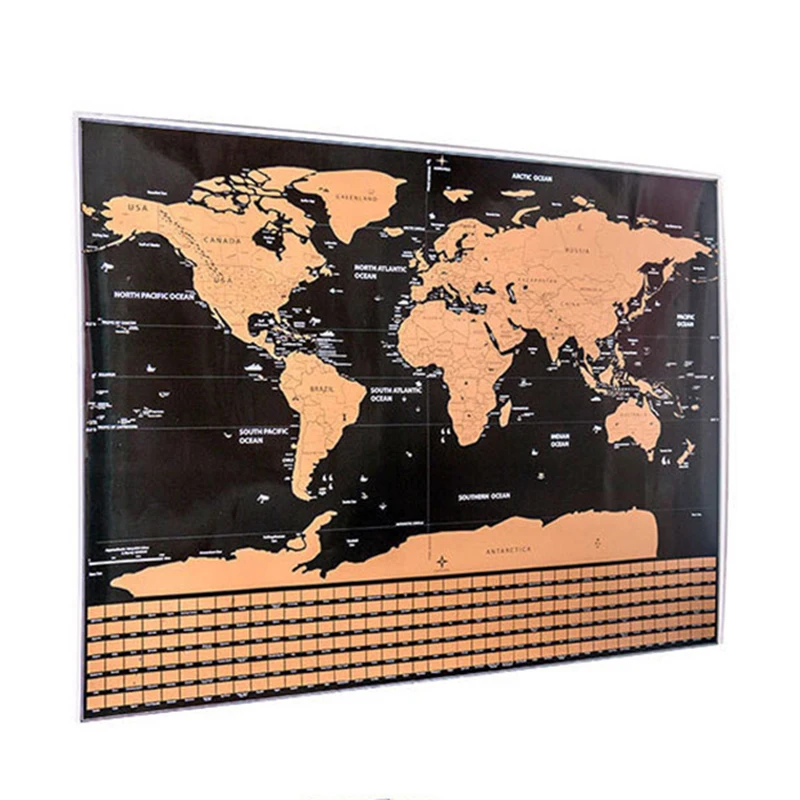 82.5X59.5cm черная карта мира для путешествий персонализированная стирания без