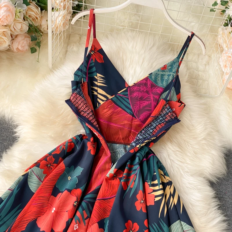 Платье женское в стиле бохо с v-образным вырезом облегающее платье миди цветочным