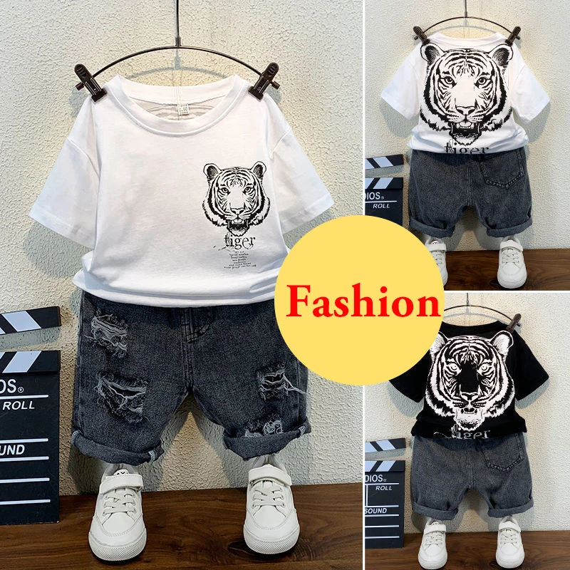 Комплект одежды для маленьких мальчиков летний детский спортивный костюм с