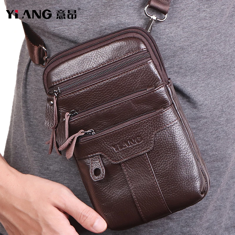 Фирменные мужские мини сумки через плечо из натуральной кожи маленький