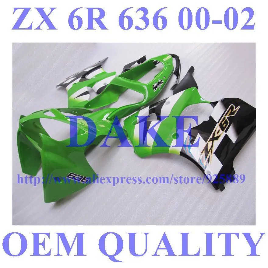 

Fairings For KAWASAKI Ninja ZX6R 00-02 ZX-6R 2000-2002 636 00 02 ZX6R 2000 2001 2002 ZX6R 00 01 02 Green Black White SUUY