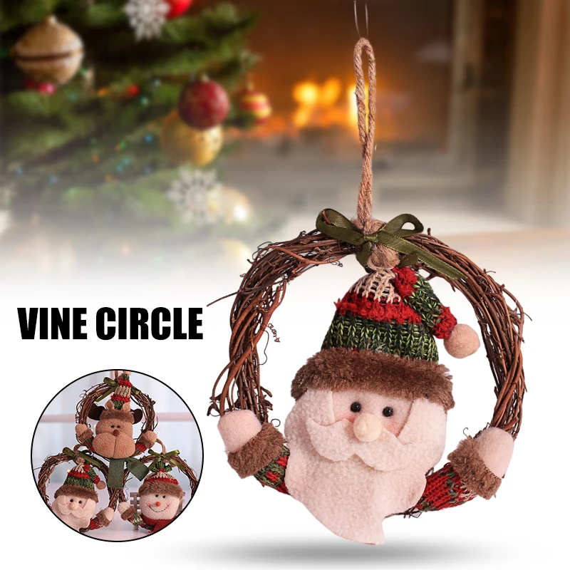 

Newly Garland Doll Rattan Hanging Ornament with Plush Santa Snowman Design Pendant Home Party Decor Supplies for Christmas