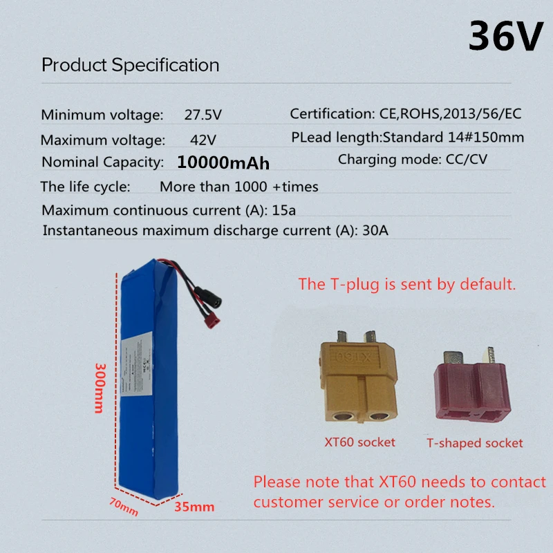 Комплект литиевых батарей 36 В 10S3P 10Ah для Samsung 33G 18650 8Ah с 15A 10S BMS 42V|Комплекты батарей|