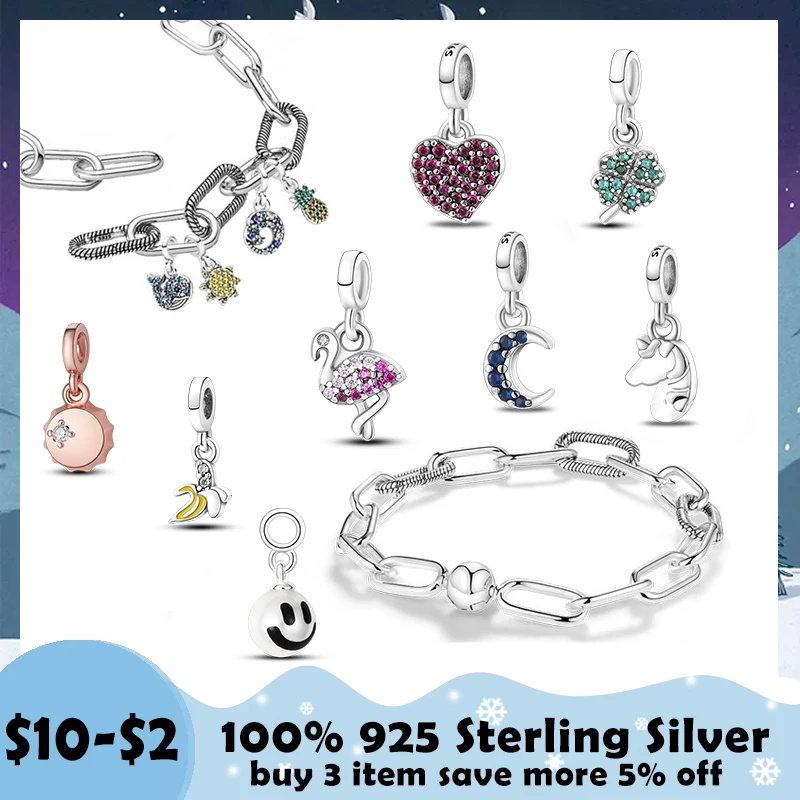 

2022 New Silver Color My Love Starfish Flamingo Pendant Charm Fit Original Pandora Me Bracelet DIY Bead Jewelry For Women