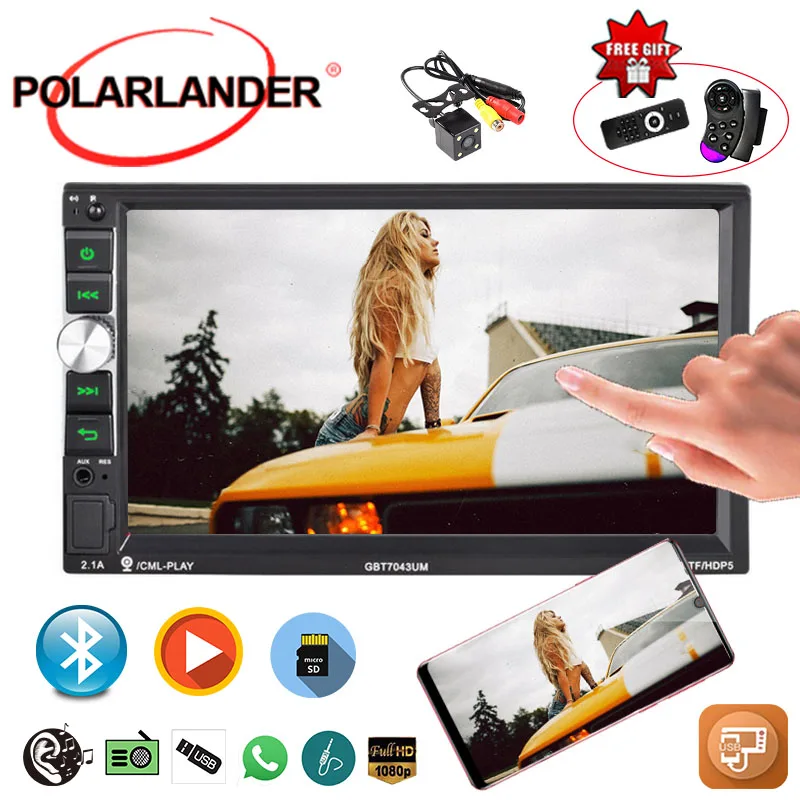 Поддерживает MirrorLink для телефона Android HD Автомагнитола 2 Din 7 дюймов MP5 MP4 плеер Bluetooth 4
