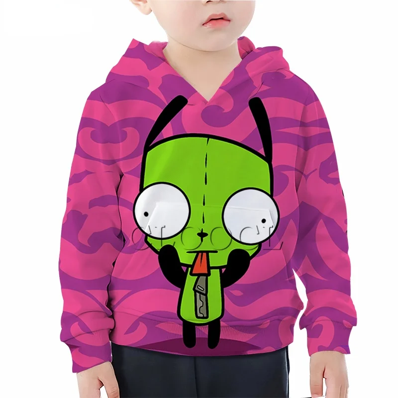 

Толстовка CLOOCL в стиле аниме с капюшоном Invader ZIM, пуловеры с капюшоном и 3D-принтом для маленьких мальчиков и девочек, детская одежда с длинным ...